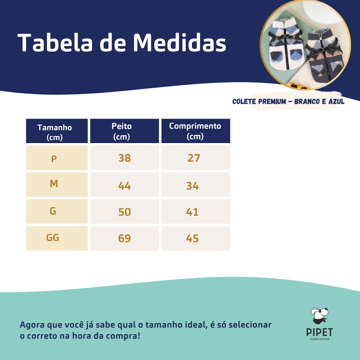 Colete Premium - Branco e Azul