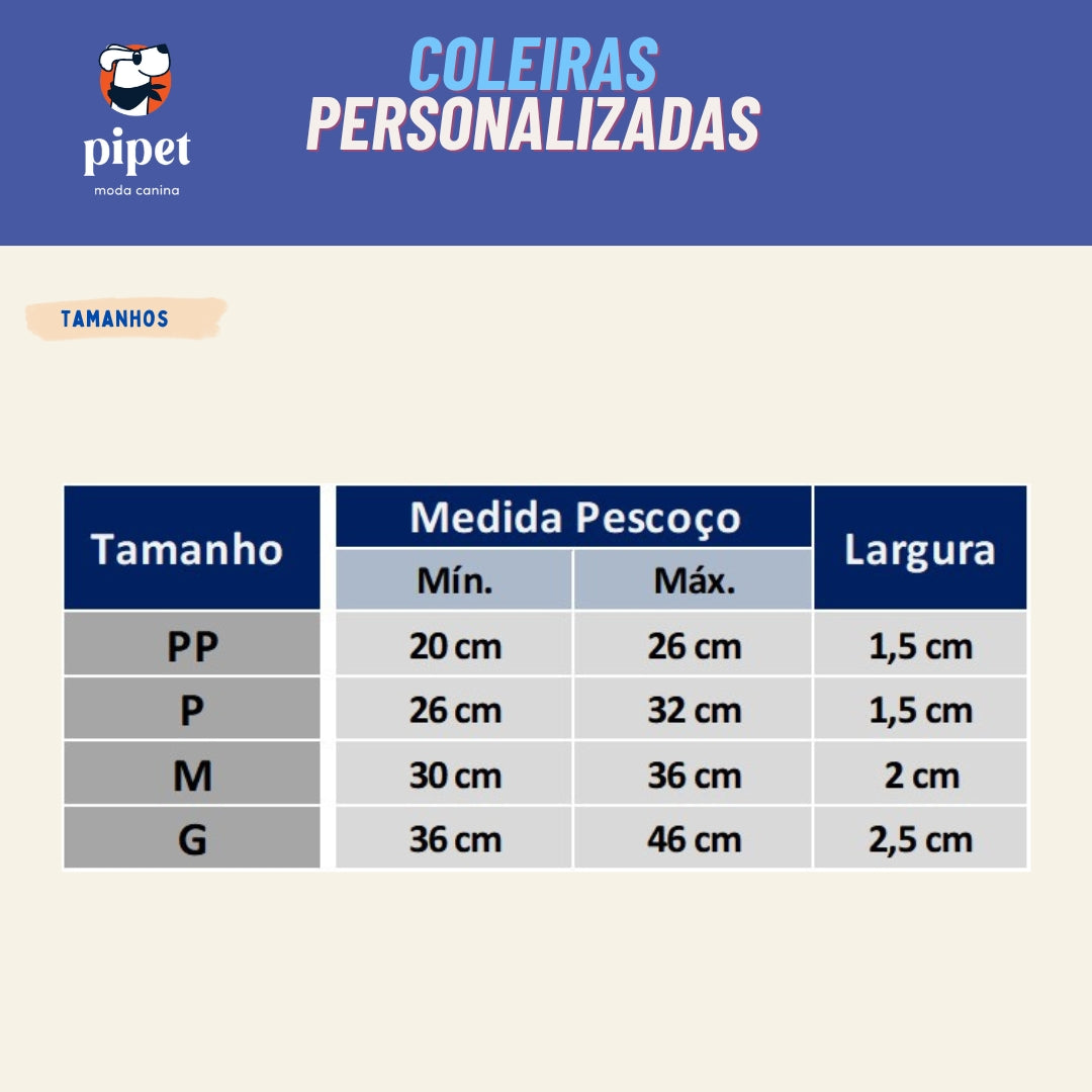Coleira personalizada Pipet - Preto