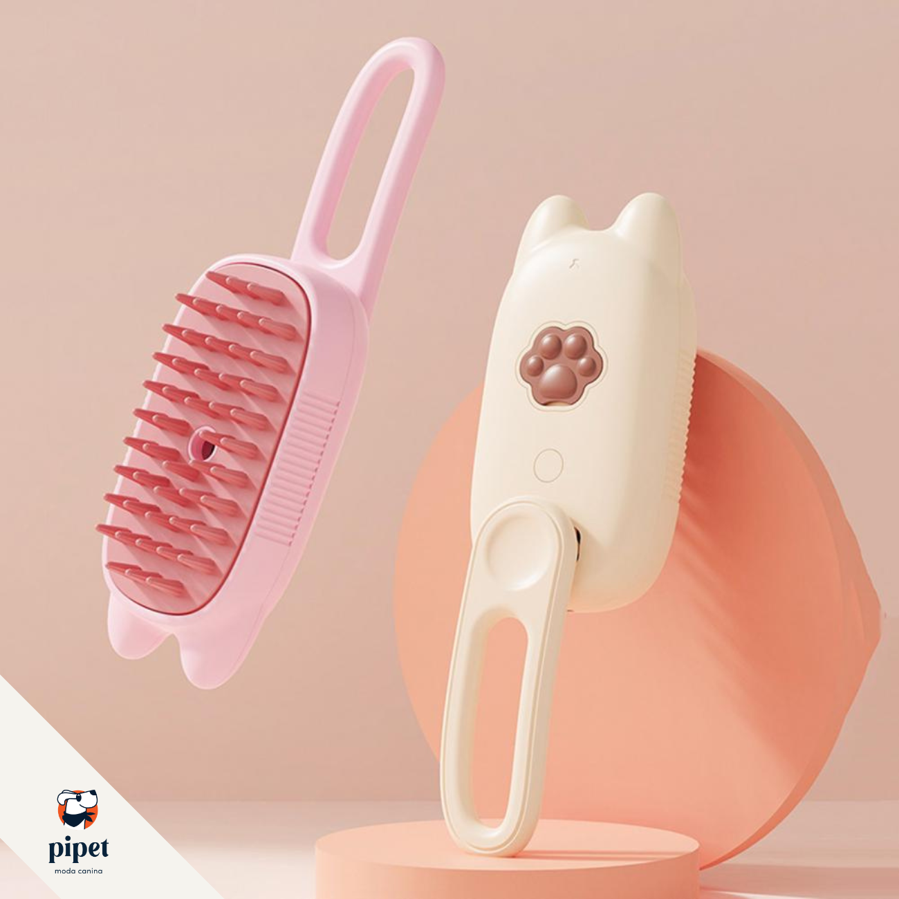 Escova Vapor Limpa Pêlos - Bege/Gatinho