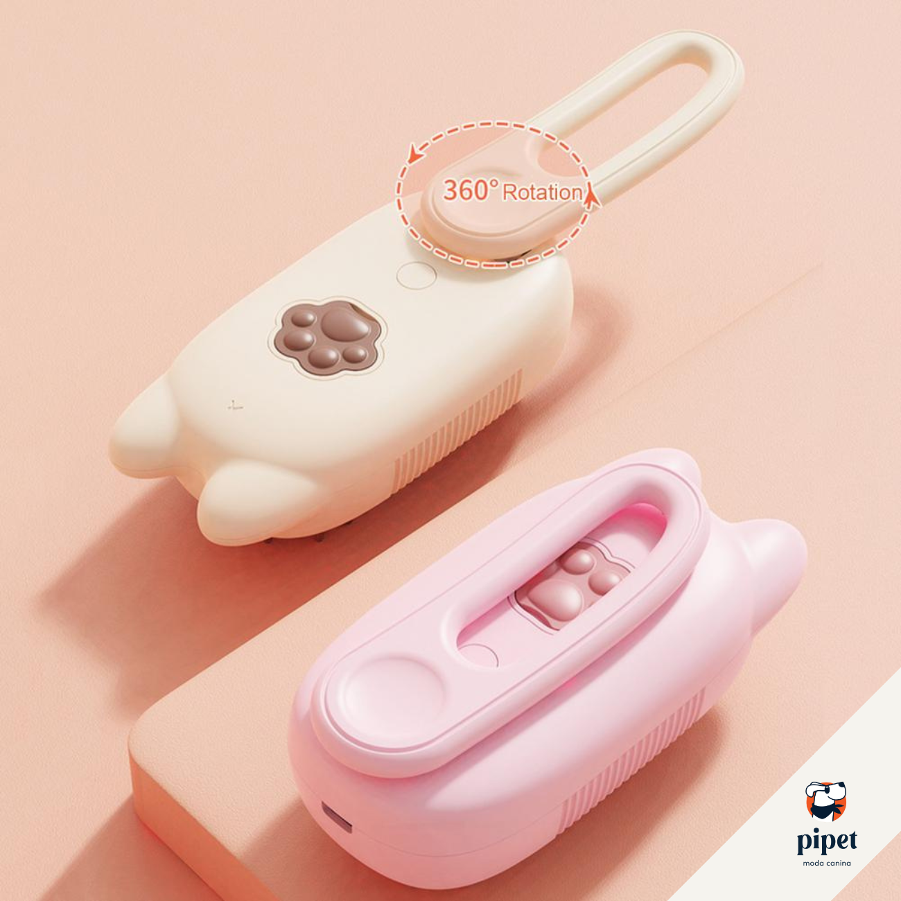 Escova Vapor Limpa Pêlos - Rosa/ Gatinho