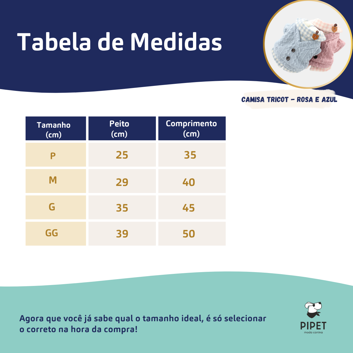 Camisa Tricot - Rosa e Azul