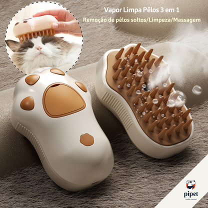 Escova Vapor Limpa Pêlos - Bege/Patinha