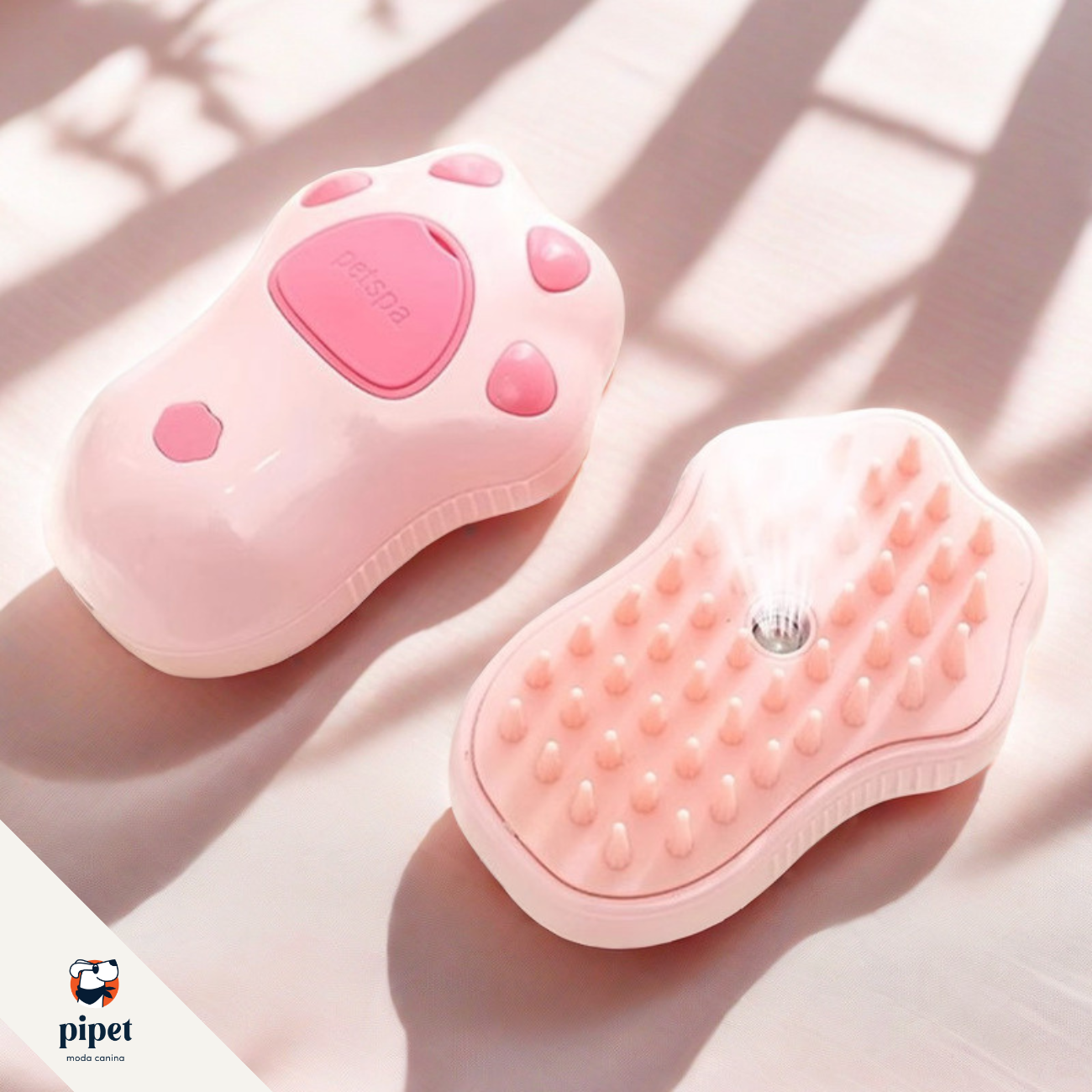 Escova Vapor Limpa Pêlos - Rosa/ Patinha