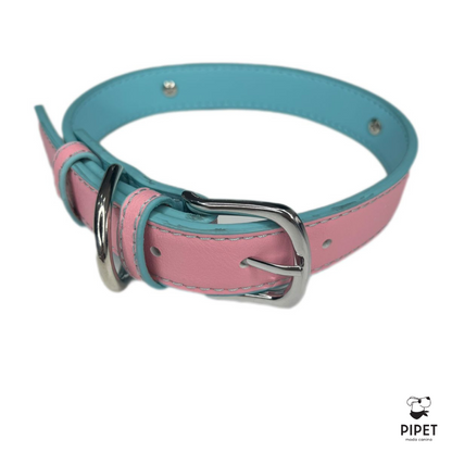 Coleira Personalizada Rosa c/ Azul - Pipet