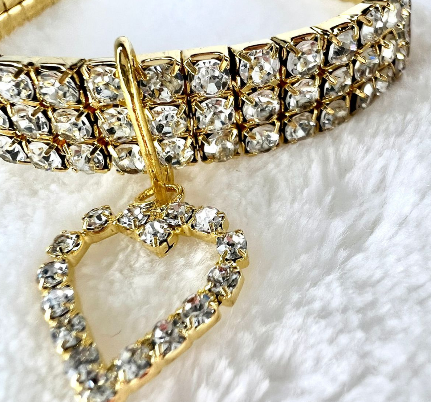 Colar Strass Coração Dourado