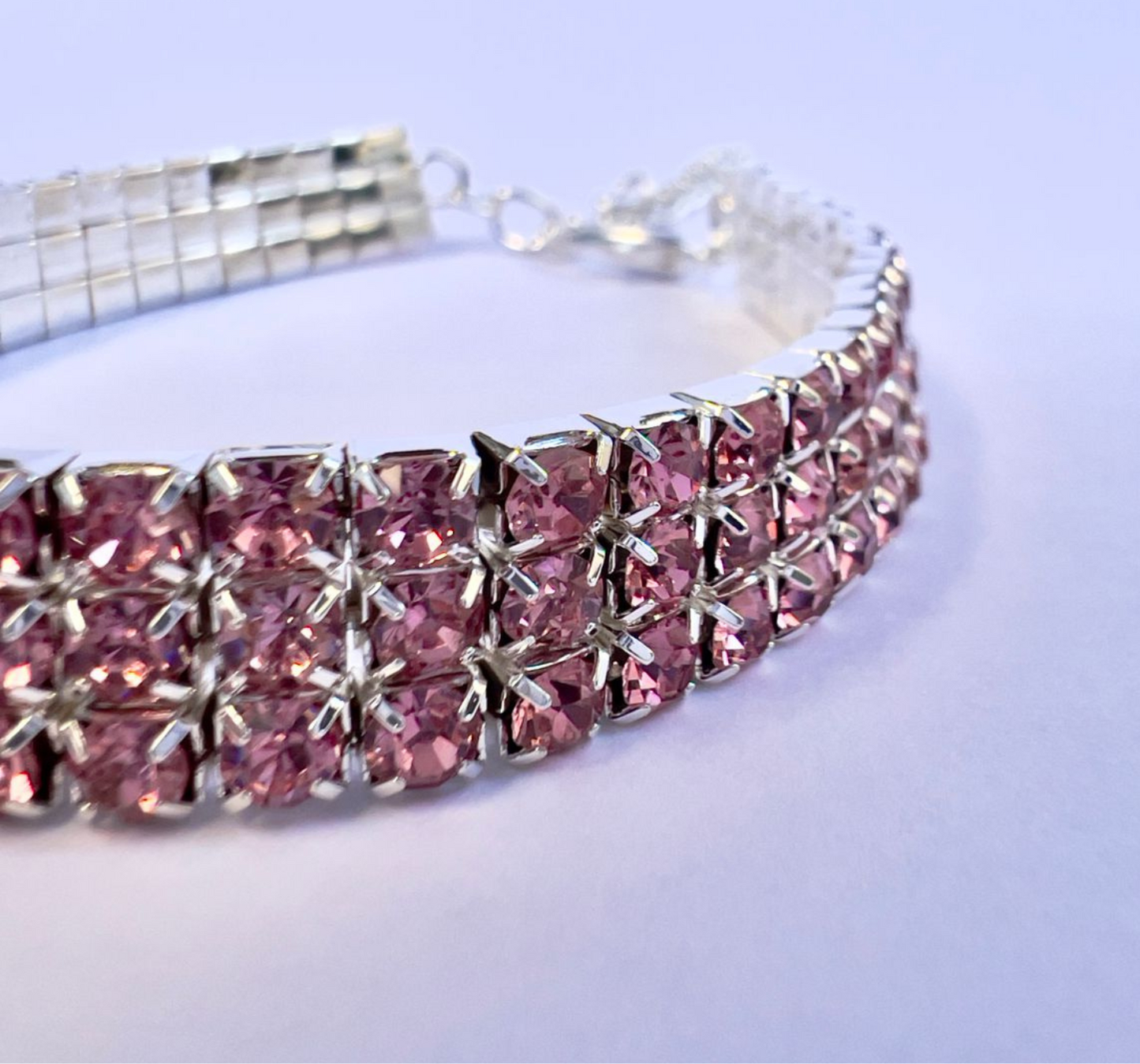 Colar Strass Coração Rosa