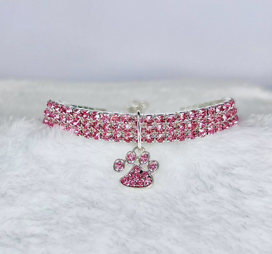 Colar Strass Patinha Rosa
