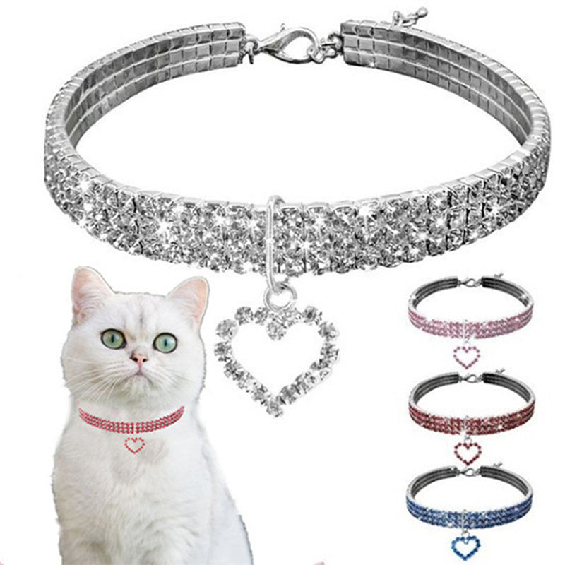 Colar Strass Coração Prateado