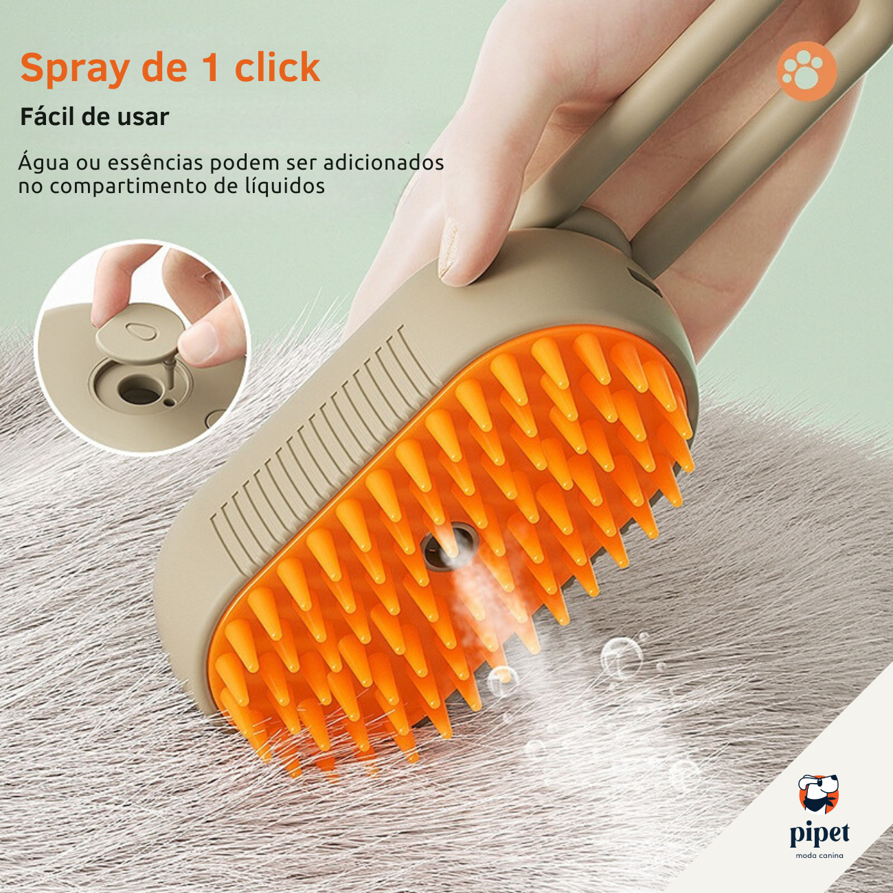 Escova Vapor Limpa Pêlos - Creme