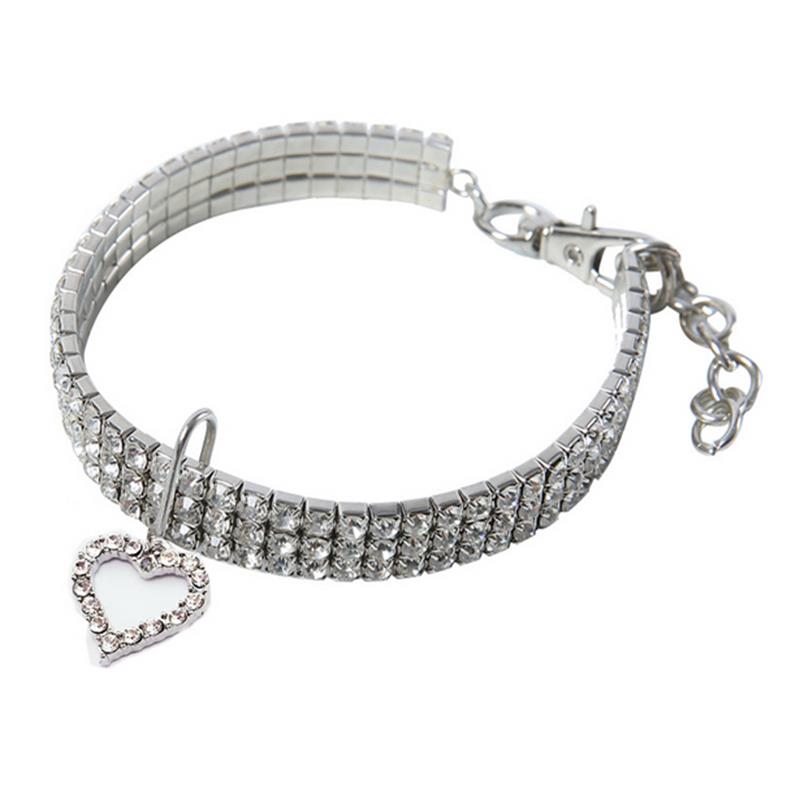 Colar Strass Coração Prateado