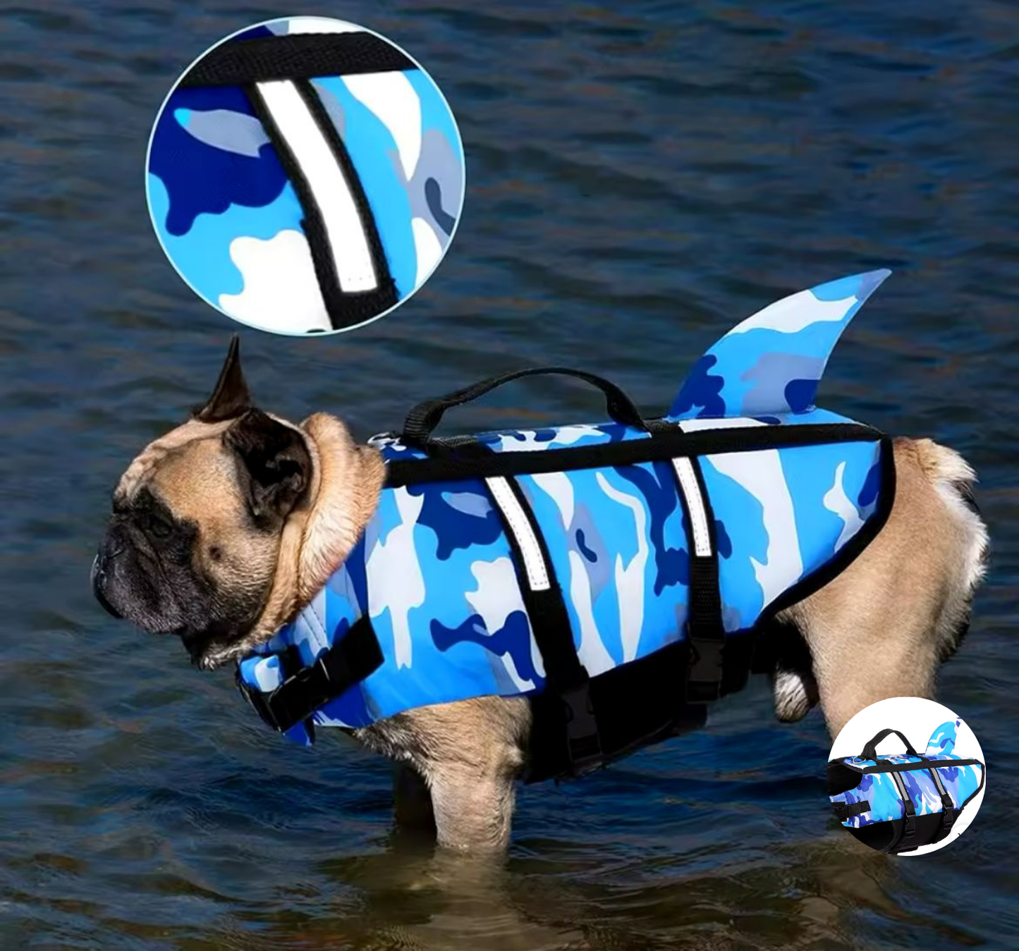 Colete Salva-Vidas para Cachorros - Formato de Tubarão