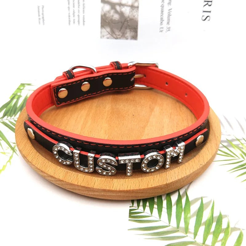 Coleira Personalizada Marrom c/ Bege