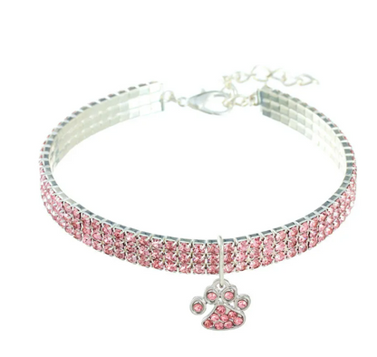Colar Strass Patinha Rosa