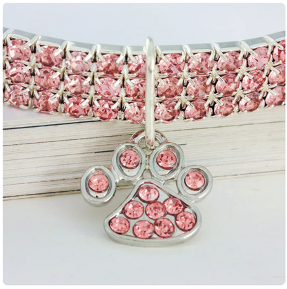Colar Strass Patinha Rosa