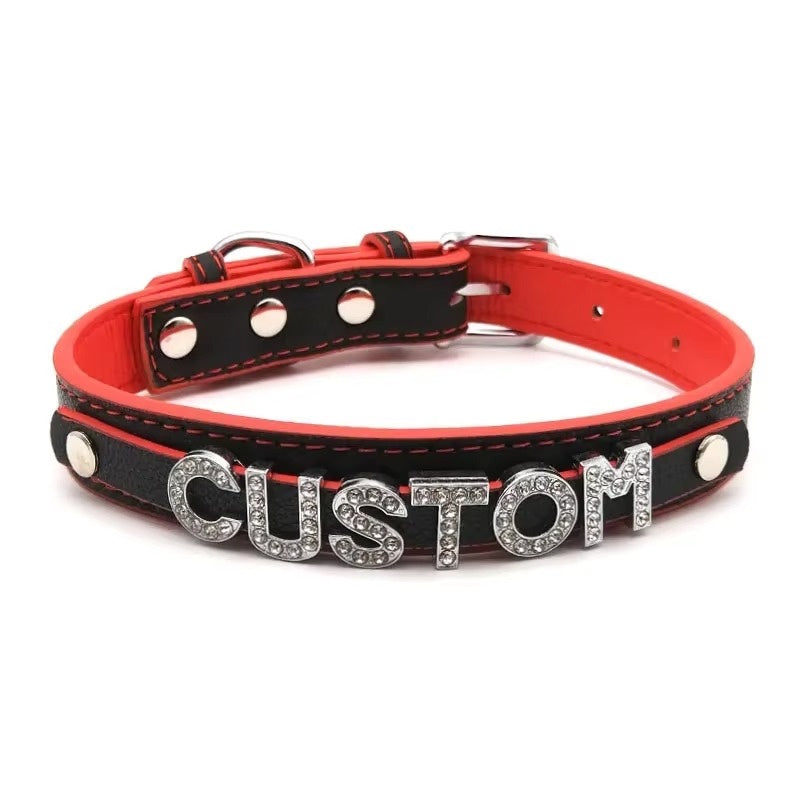 Coleira Personalizada Preto c/ Vermelho