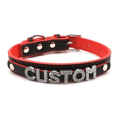 Coleira Personalizada Preto c/ Vermelho