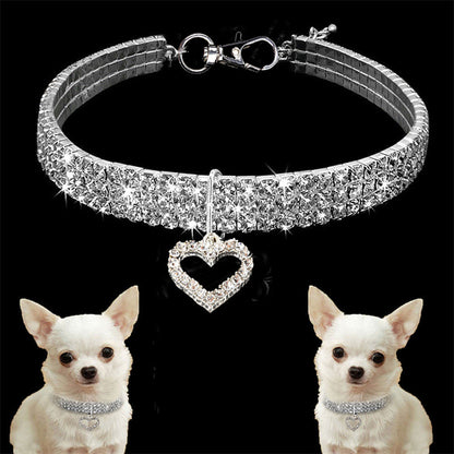 Colar Strass Coração Prateado